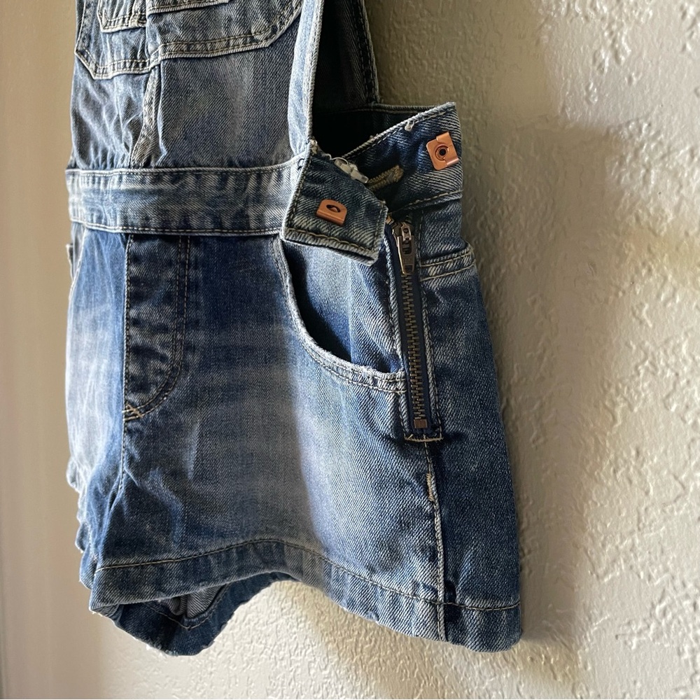 Zara Trafaluc Denim Collection Short Overalls Romper Blue Jean Women's Size S - Picture 7 of 11